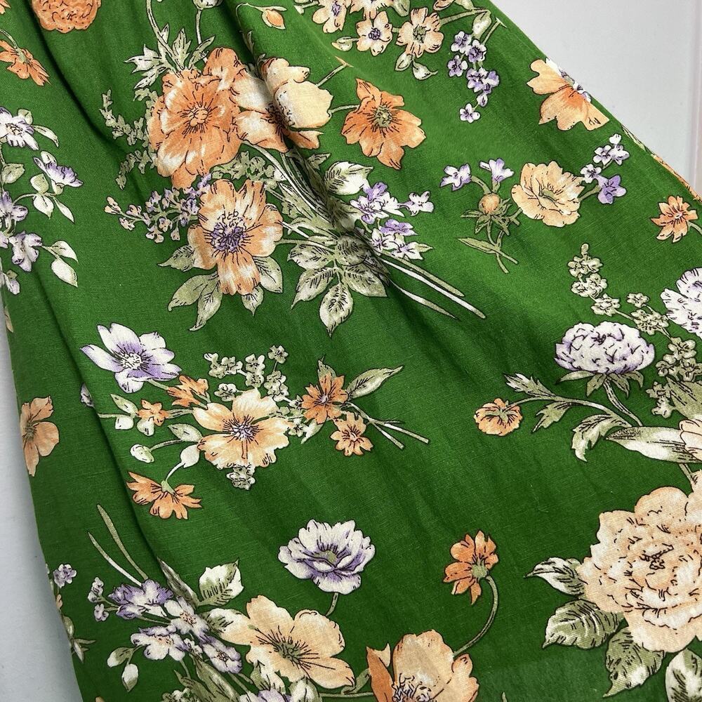 NWT Sim & Sam Dress Linen Blend Floral Sz S Ruffled Babydoll Vacation Green Boho - Picture 6 of 15